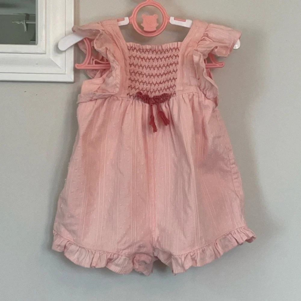 Mayoral Smocked Cotton Baby Girls Play Romper Peach Size 6 Months
